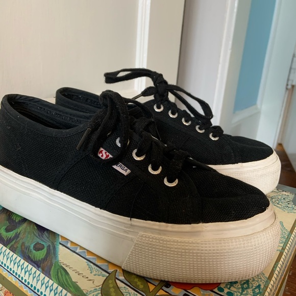 Black Superga Platforms - Picture 8 of 9